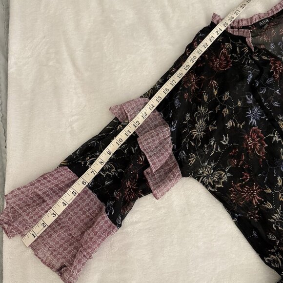 a.n.a Black Floral Blouse with Pink Accents XXL Women’s sheer - Picture 11 of 11